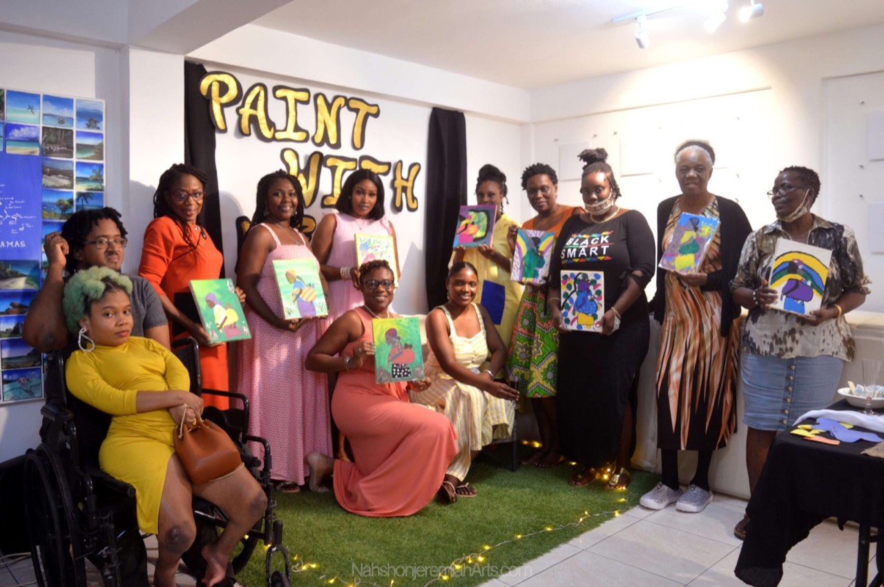 Large Paint With Me group in the studio